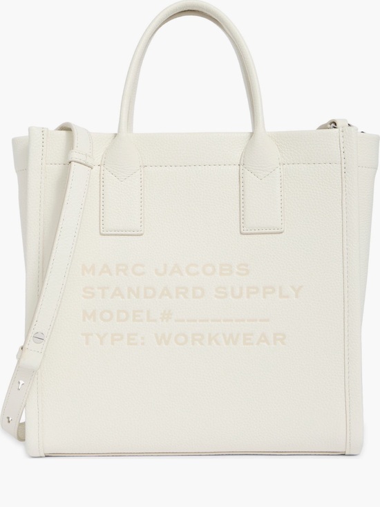 Marc Jacobs Handbags - Marc Jacobs Cream Pebbled Leather Tote with Top Handles and Removable Long Strap